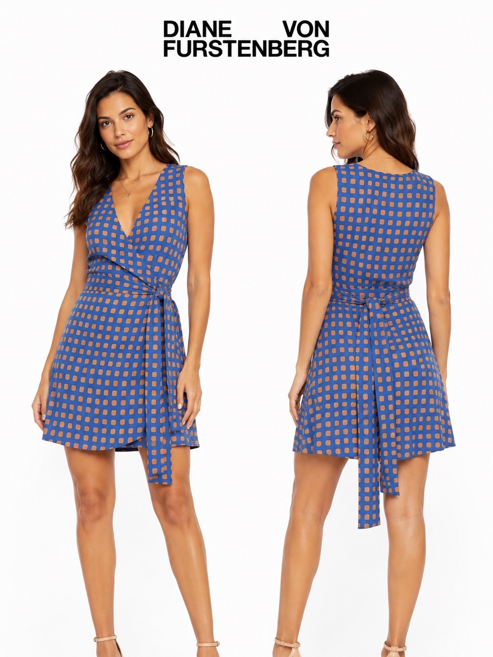 Diane von Furstenberg 100% Silk Printed Wrap Mini Dress – Size P